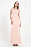 Spaghetti Straps Crepe Sheath Formal Evening Dresses Long Prom Bridesmaid Dress Gowns