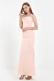 Spaghetti Straps Crepe Sheath Formal Evening Dresses Long Prom Bridesmaid Dress Gowns