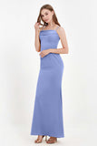 Spaghetti Straps Crepe Sheath Formal Evening Dresses Long Prom Bridesmaid Dress Gowns