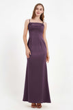 Spaghetti Straps Crepe Sheath Formal Evening Dresses Long Prom Bridesmaid Dress Gowns