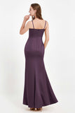Spaghetti Straps Crepe Sheath Formal Evening Dresses Long Prom Bridesmaid Dress Gowns