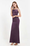 Spaghetti Straps Crepe Sheath Formal Evening Dresses Long Prom Bridesmaid Dress Gowns