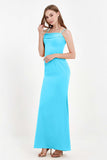 Spaghetti Straps Crepe Sheath Formal Evening Dresses Long Prom Bridesmaid Dress Gowns