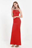 Spaghetti Straps Crepe Sheath Formal Evening Dresses Long Prom Bridesmaid Dress Gowns