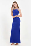 Spaghetti Straps Crepe Sheath Formal Evening Dresses Long Prom Bridesmaid Dress Gowns