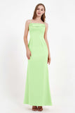 Spaghetti Straps Crepe Sheath Formal Evening Dresses Long Prom Bridesmaid Dress Gowns