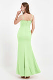 Spaghetti Straps Crepe Sheath Formal Evening Dresses Long Prom Bridesmaid Dress Gowns