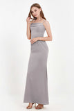 Spaghetti Straps Crepe Sheath Formal Evening Dresses Long Prom Bridesmaid Dress Gowns