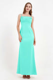 Spaghetti Straps Crepe Sheath Formal Evening Dresses Long Prom Bridesmaid Dress Gowns
