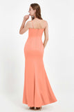Spaghetti Straps Crepe Sheath Formal Evening Dresses Long Prom Bridesmaid Dress Gowns