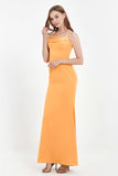 Spaghetti Straps Crepe Sheath Formal Evening Dresses Long Prom Bridesmaid Dress Gowns