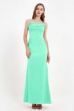 Spaghetti Straps Crepe Sheath Formal Evening Dresses Long Prom Bridesmaid Dress Gowns