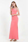 Spaghetti Straps Crepe Sheath Formal Evening Dresses Long Prom Bridesmaid Dress Gowns