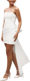 Kurze Brautkleider für die Braut, Strand, Spitzenapplikation, Tüll, trägerlos, Boho-Korsett, Mini-Brautkleid, Satin-Brautkleid mit Ärmeln 