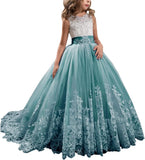 Princess Lilac Long Girls Pageant Dresses Kids Prom Puffy Tulle Ball Gown flower girl dress girls dresses for party and wedding