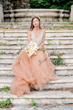 Open back wedding dress Hand embroidered V-neck wedding dresses bohemian bridal gowns bride evening prom gown