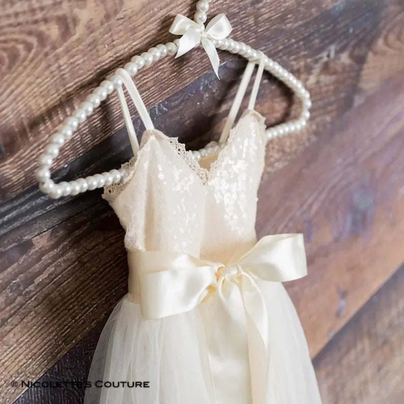 Romantisches Tüll-Blumenmädchenkleid, Elfenbeinfarbenes rustikales Boho-Chic-Babykleid, Mädchen-Partykleid, Hochzeitsprinzessin-Partykleid, Kinderkleid 