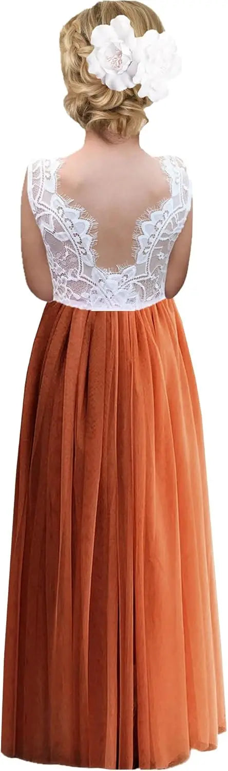 Vestido de tul con tutú recto de corte A con espalda de encaje y rosas para niña, vestido de fiesta para niña de las flores, vestidos para niñas para fiestas y bodas, vestidos de dama de honor 