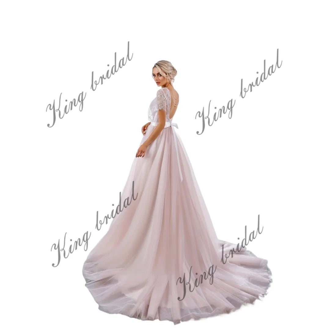 Vestido de novia sin espalda de tul suave, vestido de novia con escote en forma de corazón y cuentas, vestido de novia bohemio de dama de honor de corte A personalizado 