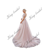 Vestido de novia sin espalda de tul suave, vestido de novia con escote en forma de corazón y cuentas, vestido de novia bohemio de dama de honor de corte A personalizado 