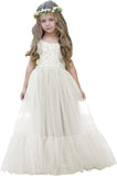 Blumenmädchenkleid Spitze/Tüll Boho Kleinkindkleider Rüschenmädchenkleid für Hochzeit Gartenparty Kommunion Strand Prinzessinnenkleid 