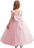 Flower Girl Dress Wedding Guest Ruffle Tulle Satin Party Birthday Princess Pageant Gown Kids Knee Length