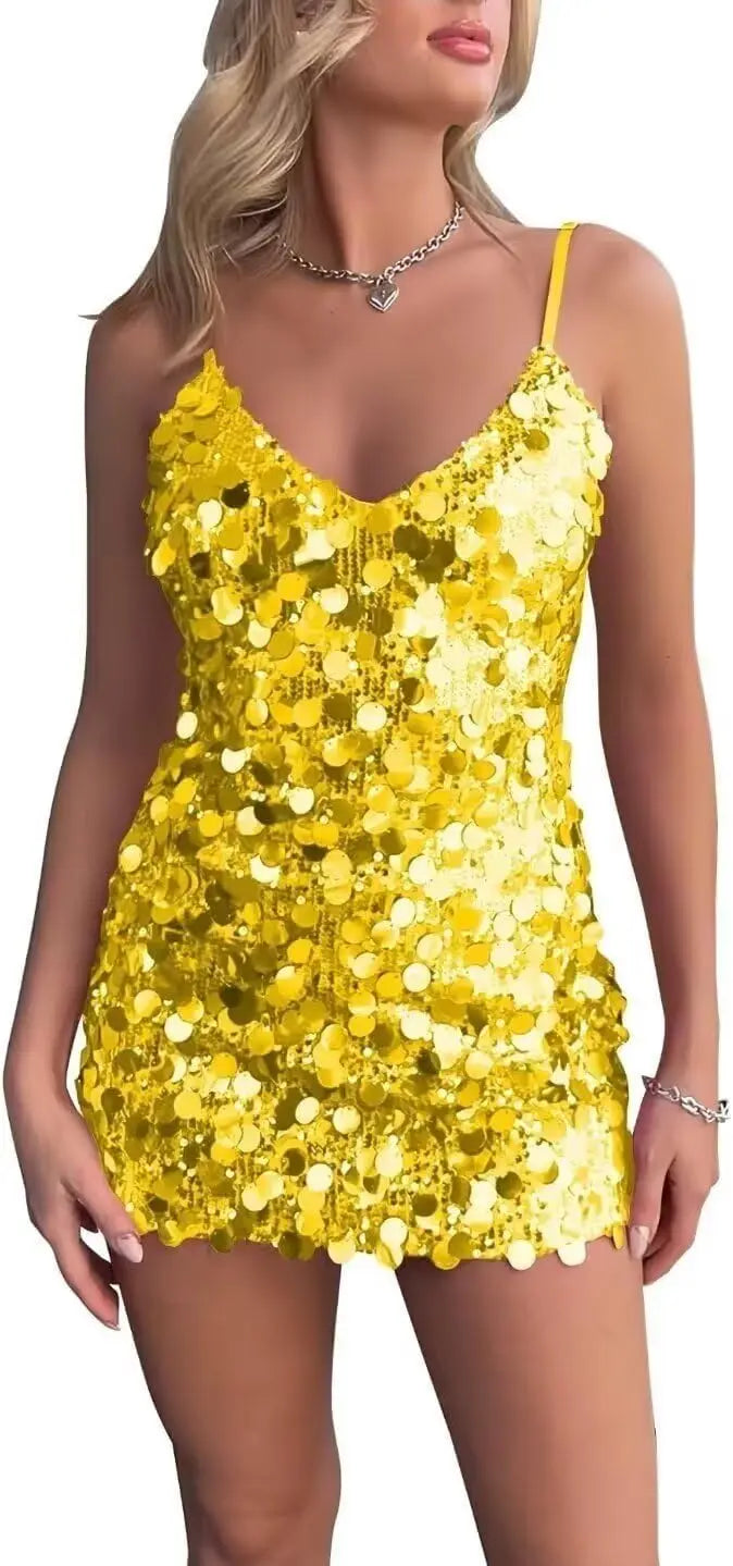 Sparkly Sequin Homecoming Dresses Short for Teens V Neck Spaghetti Straps Semi Formal Night Out Gown cocktail dresses