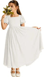 Long Chiffon Junior Bridesmaid Dresses for Wedding with Sleeve Formal Flower Girl Dress for Teens princess dress