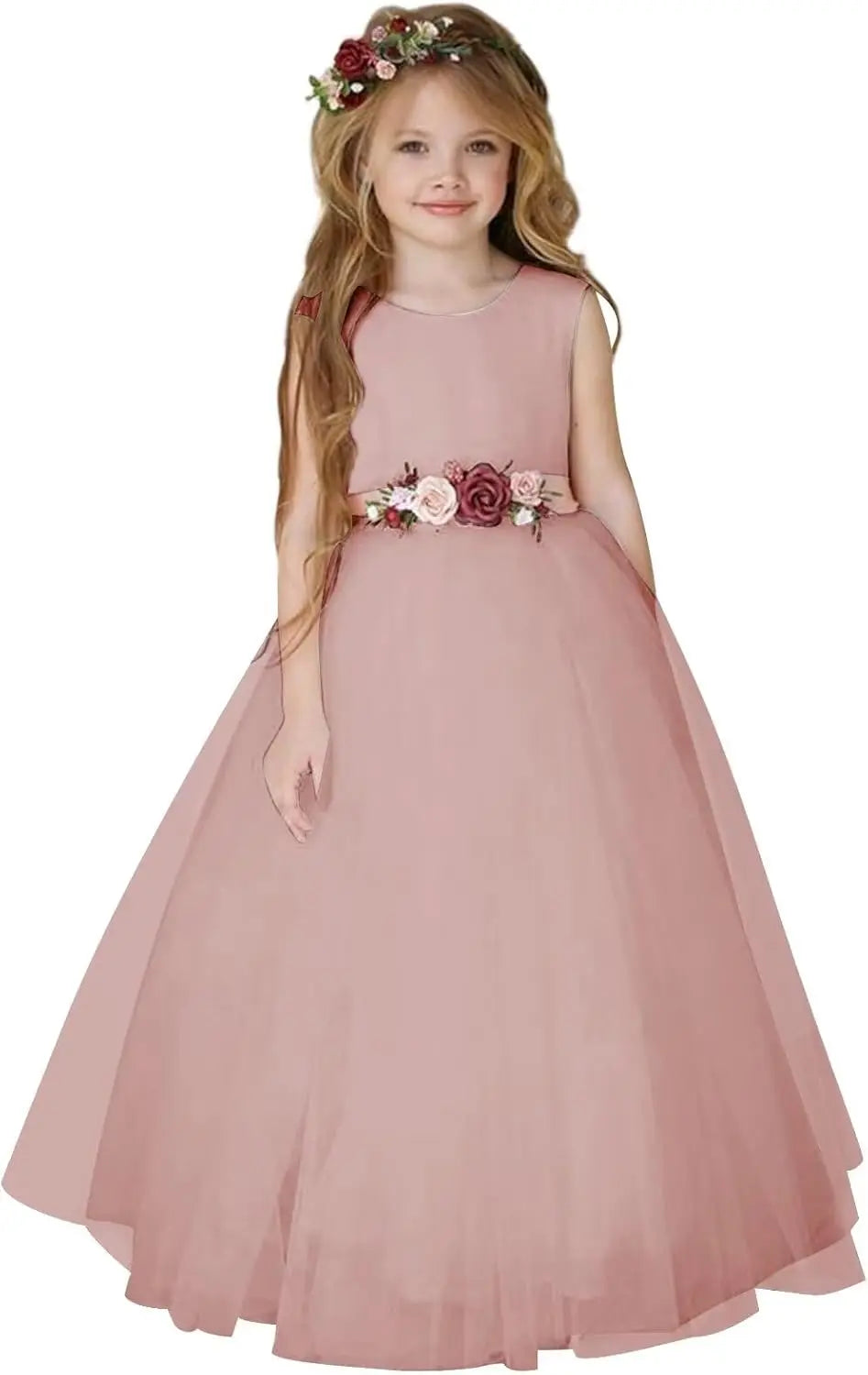 Flower Girl Dresses for Wedding Satin Tulle Princess Pageant Dress with Bow Long A Line Prom Ball Gowns girls party dress