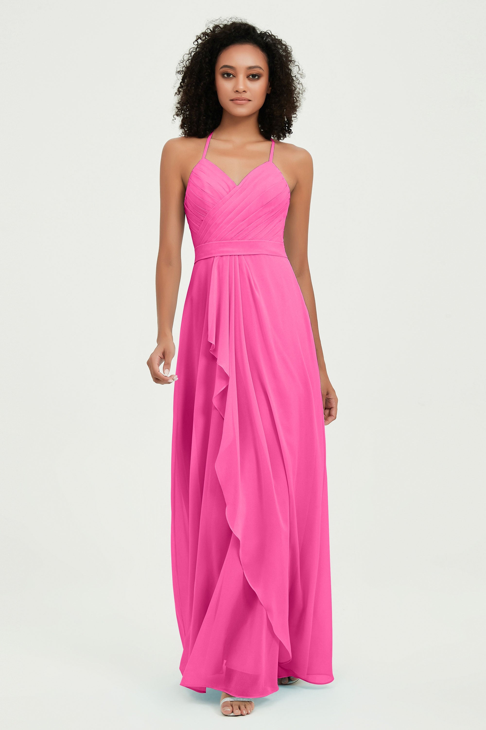 Halter Chiffon Simple Bridesmaid Dresses Formal Evening Party gowns Dress Sleeveless