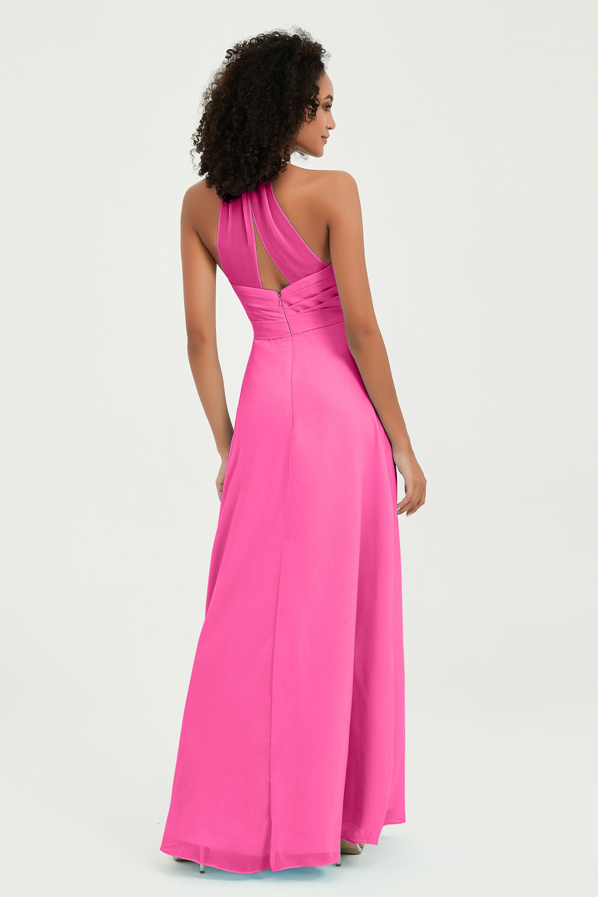 Halter Chiffon Simple Bridesmaid Dresses Formal Evening Party gowns Dress Sleeveless