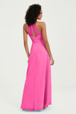 Halter Chiffon Simple Bridesmaid Dresses Formal Evening Party gowns Dress Sleeveless