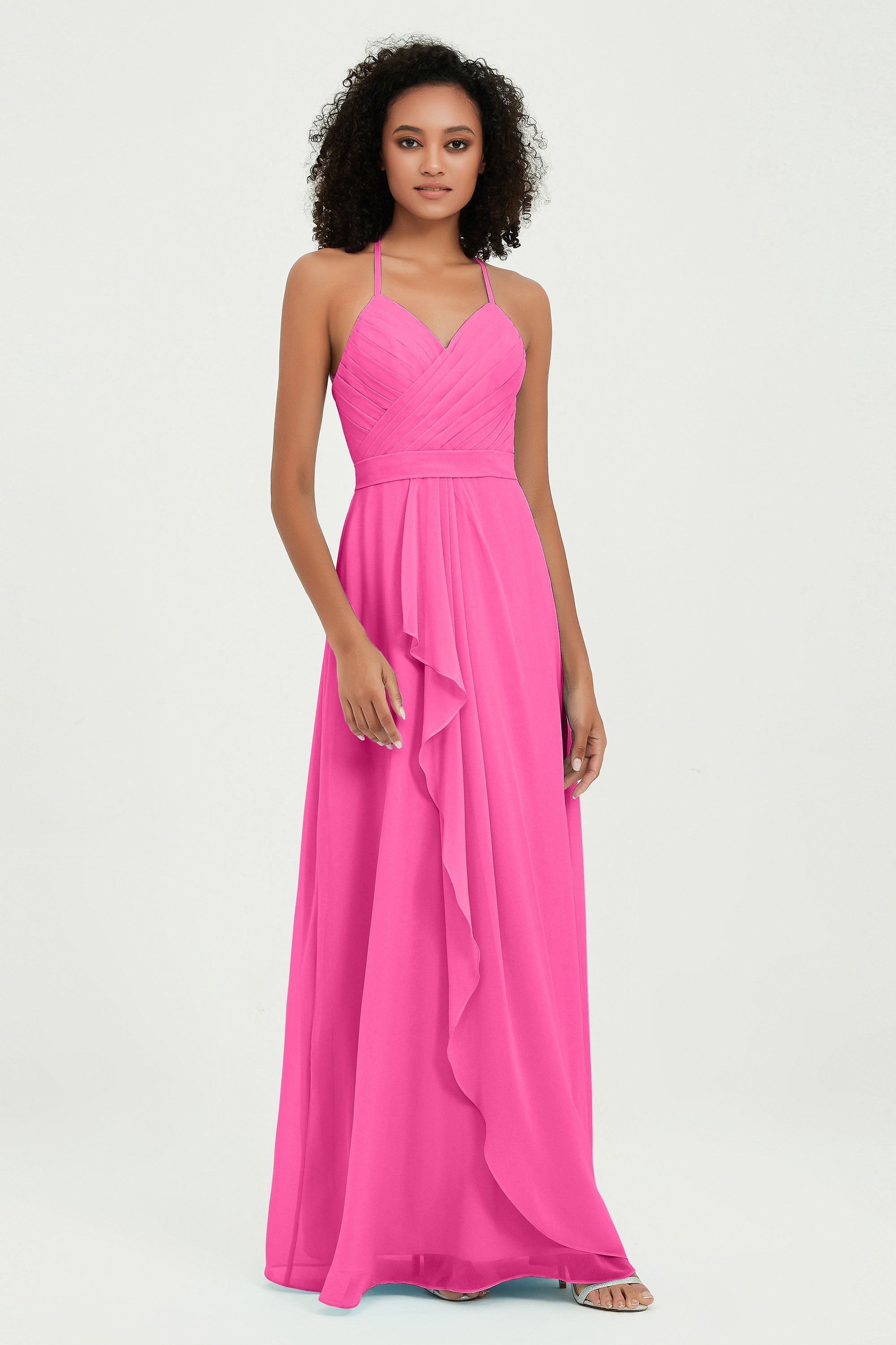 Halter Chiffon Simple Bridesmaid Dresses Formal Evening Party gowns Dress Sleeveless