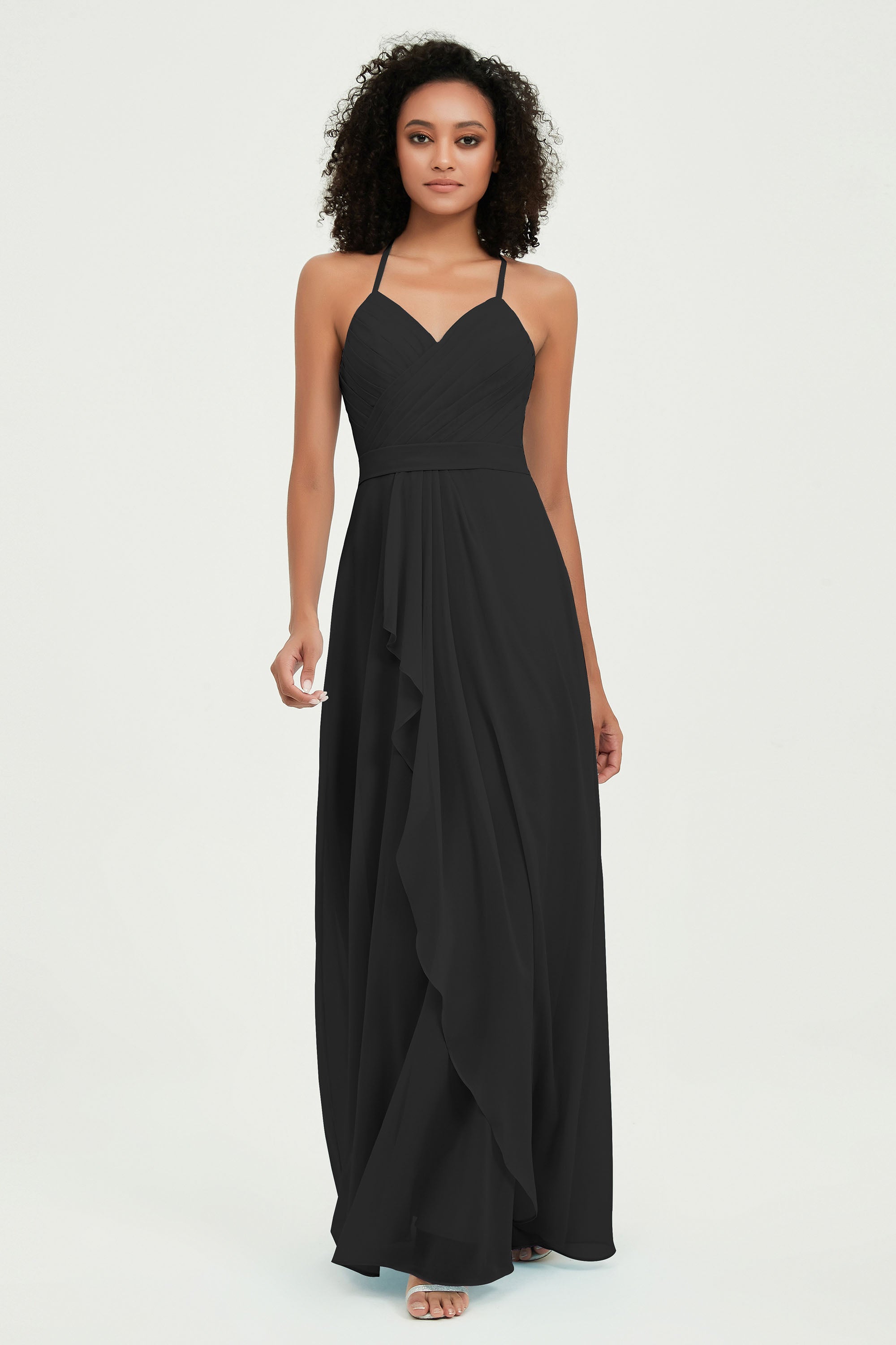 Halter Chiffon Simple Bridesmaid Dresses Formal Evening Party gowns Dress Sleeveless