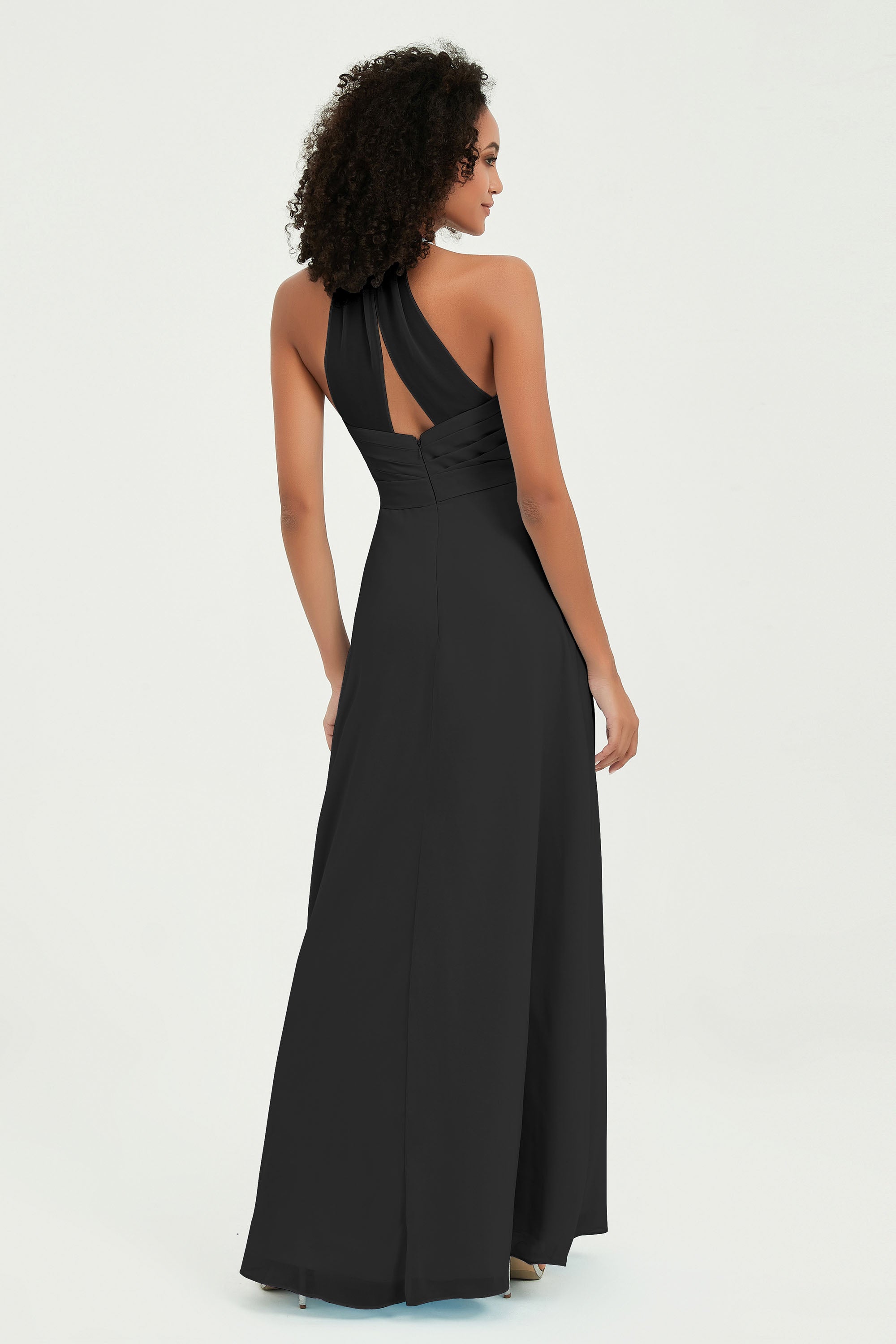 Halter Chiffon Simple Bridesmaid Dresses Formal Evening Party gowns Dress Sleeveless