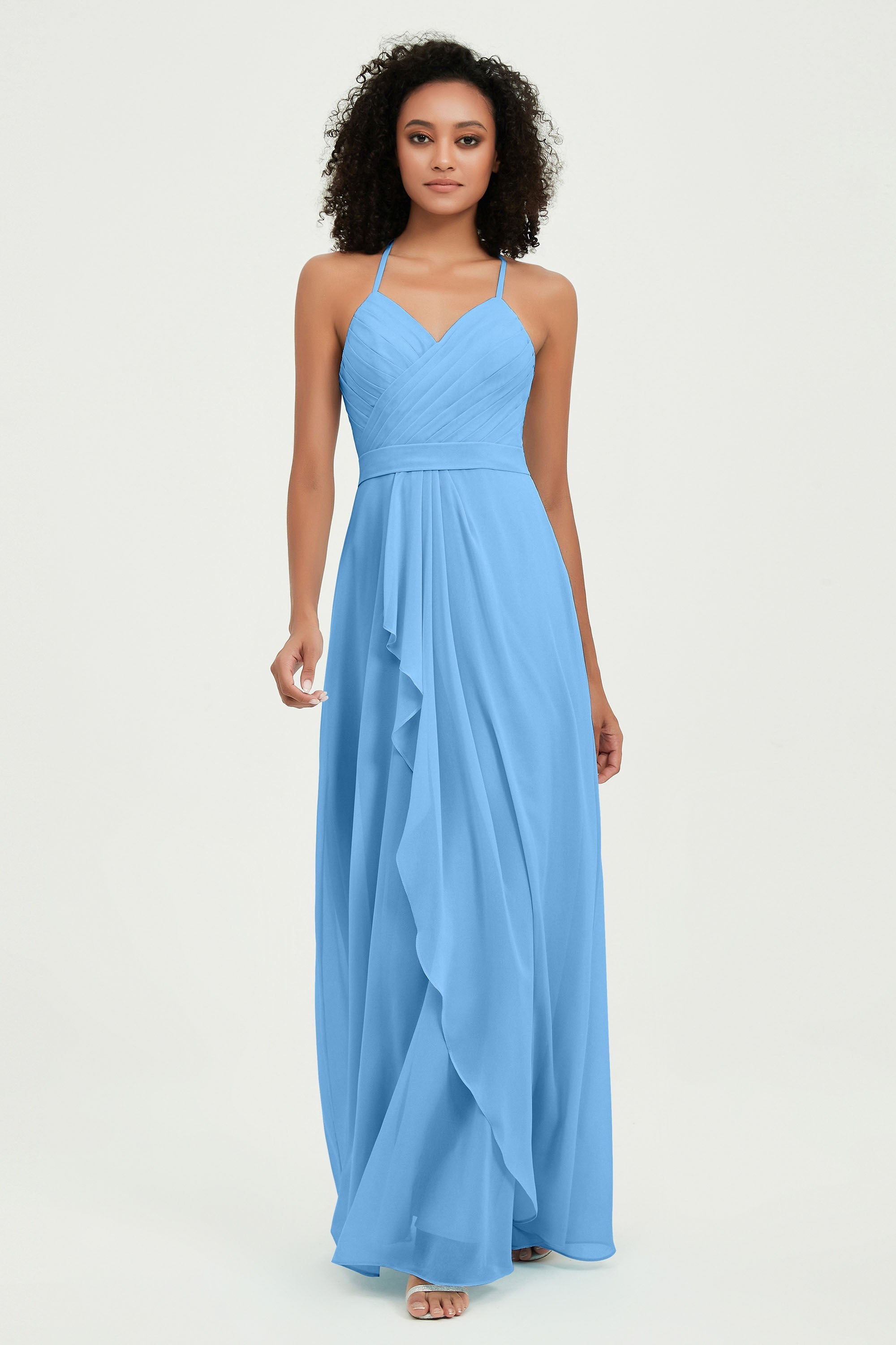 Halter Chiffon Simple Bridesmaid Dresses Formal Evening Party gowns Dress Sleeveless