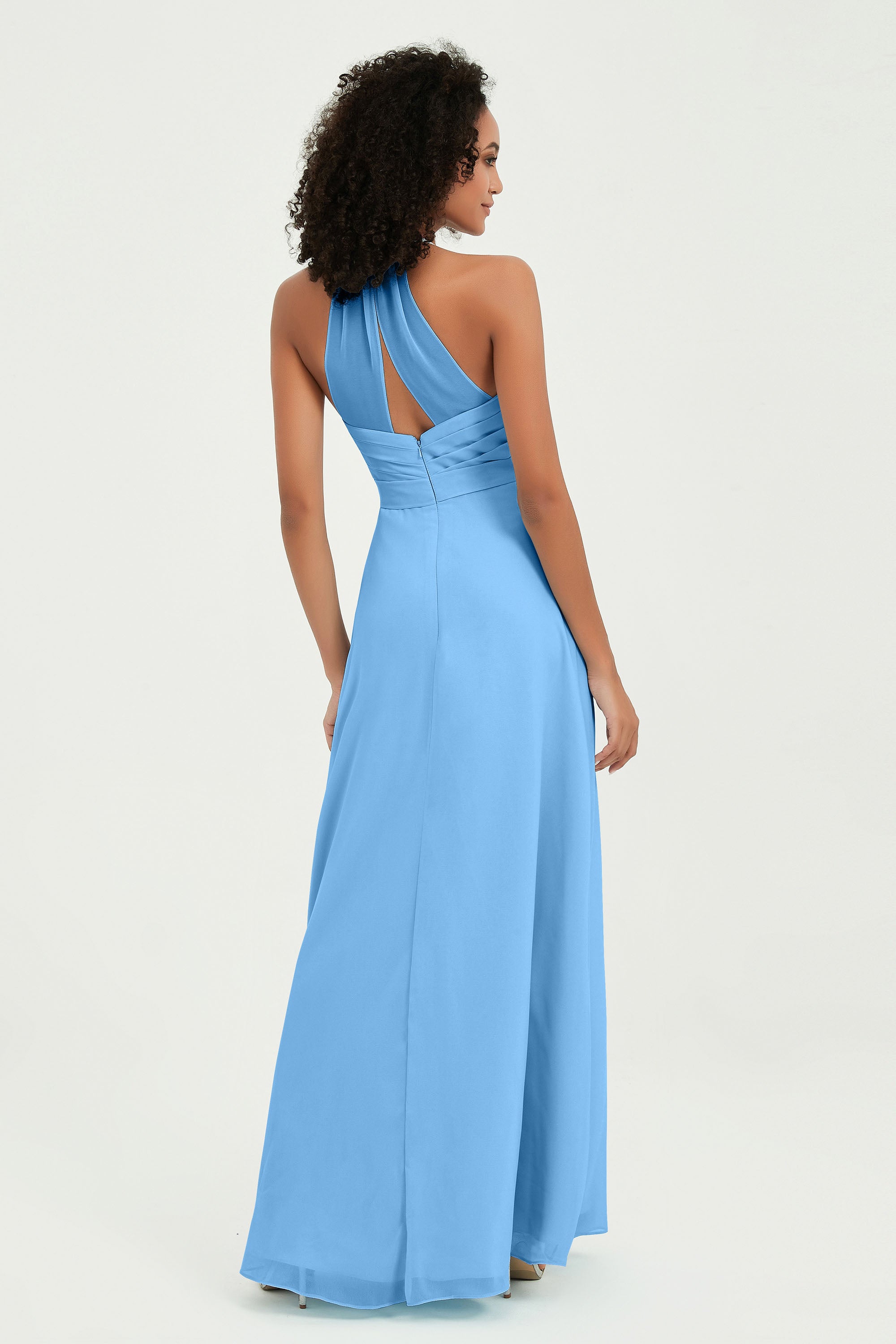 Halter Chiffon Simple Bridesmaid Dresses Formal Evening Party gowns Dress Sleeveless
