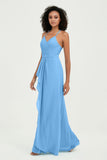 Halter Chiffon Simple Bridesmaid Dresses Formal Evening Party gowns Dress Sleeveless