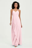 Halter Chiffon Simple Bridesmaid Dresses Formal Evening Party gowns Dress Sleeveless