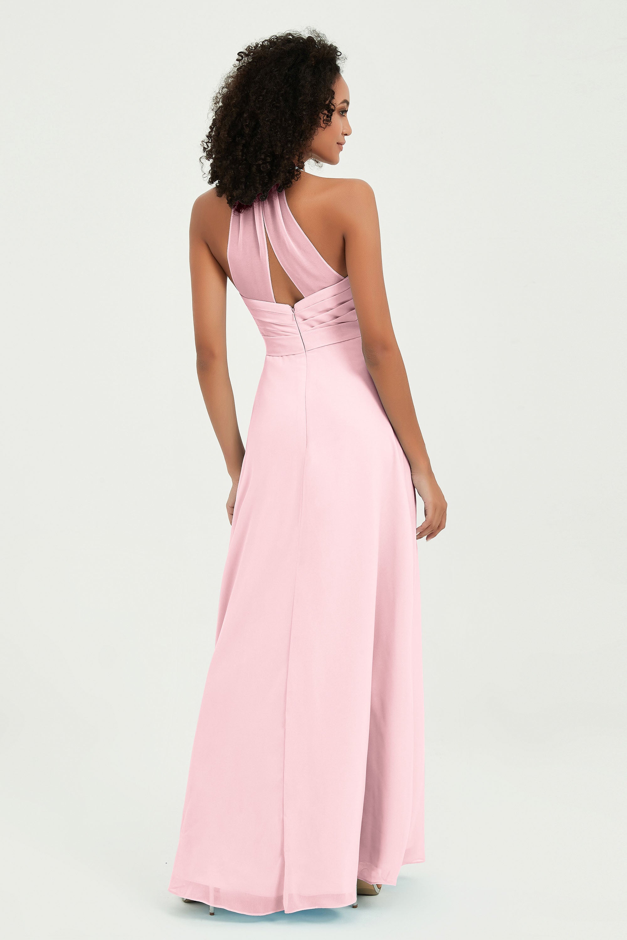 Halter Chiffon Simple Bridesmaid Dresses Formal Evening Party gowns Dress Sleeveless