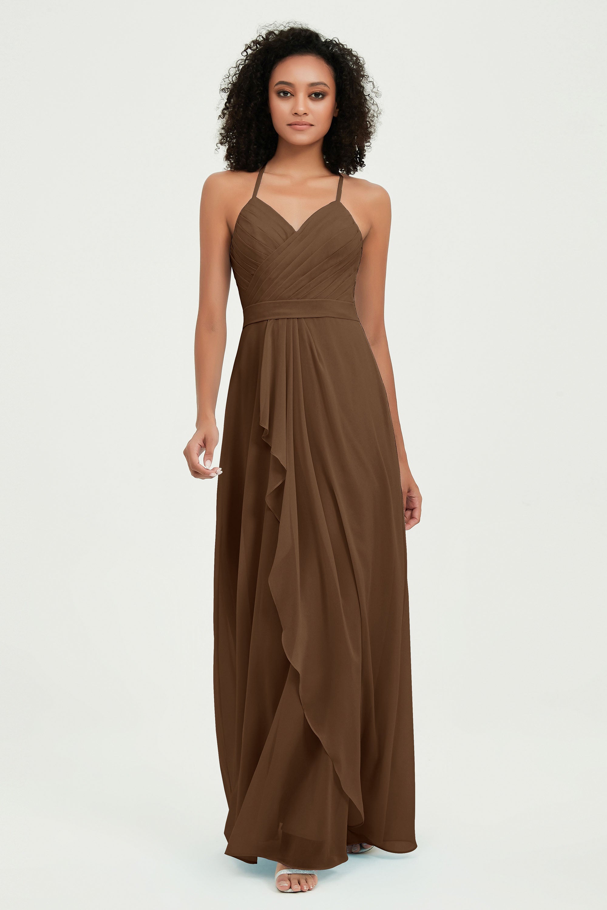 Halter Chiffon Simple Bridesmaid Dresses Formal Evening Party gowns Dress Sleeveless