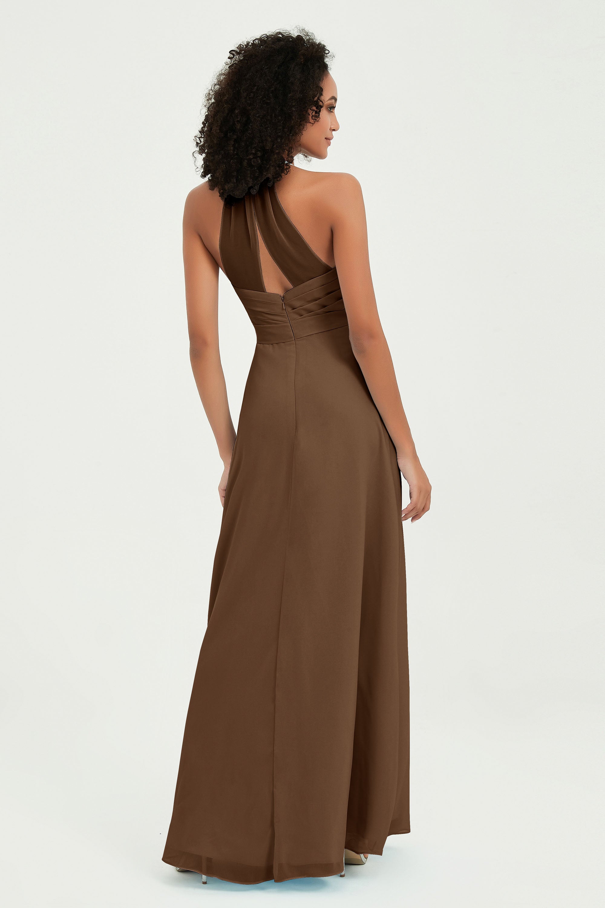 Halter Chiffon Simple Bridesmaid Dresses Formal Evening Party gowns Dress Sleeveless