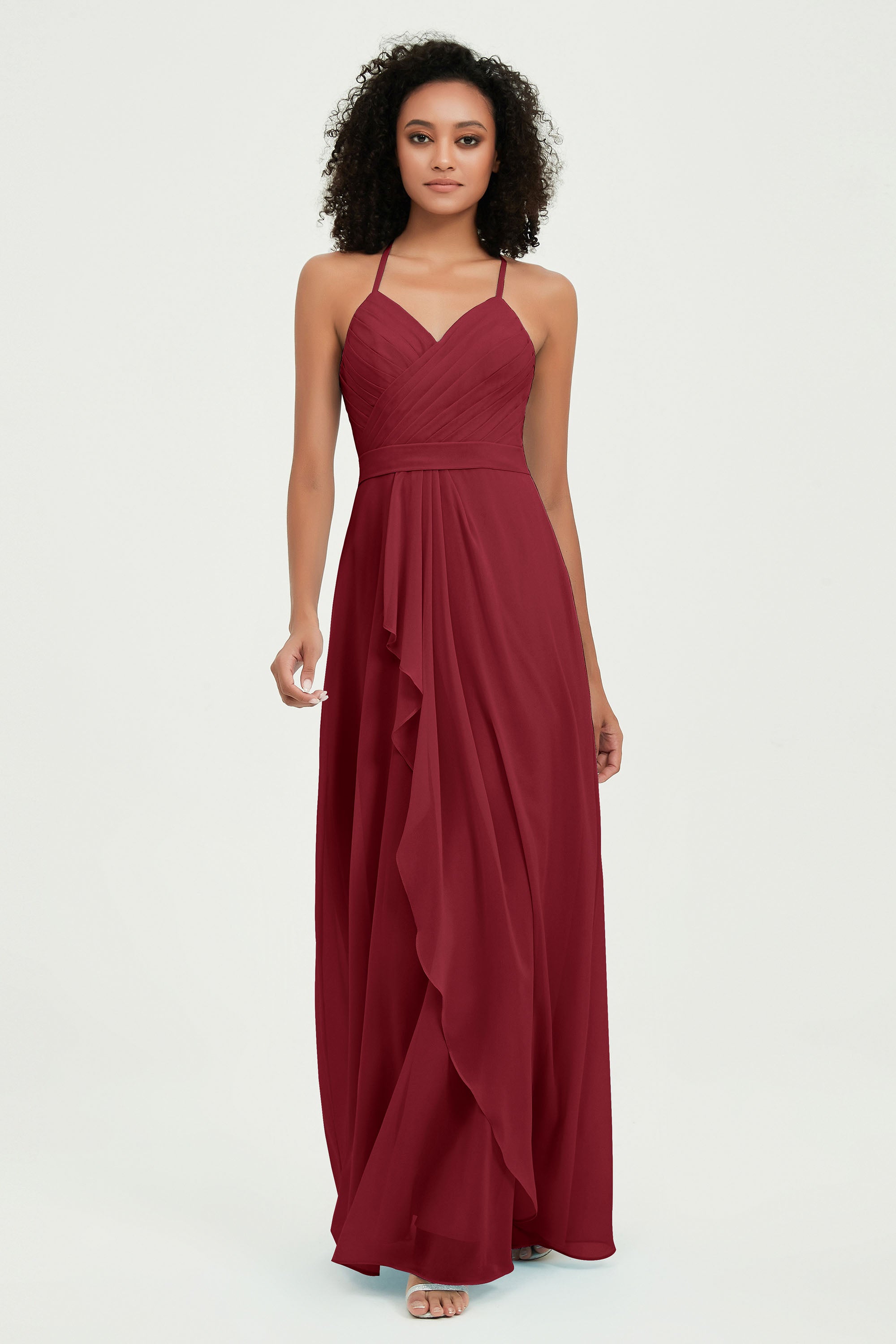 Halter Chiffon Simple Bridesmaid Dresses Formal Evening Party gowns Dress Sleeveless