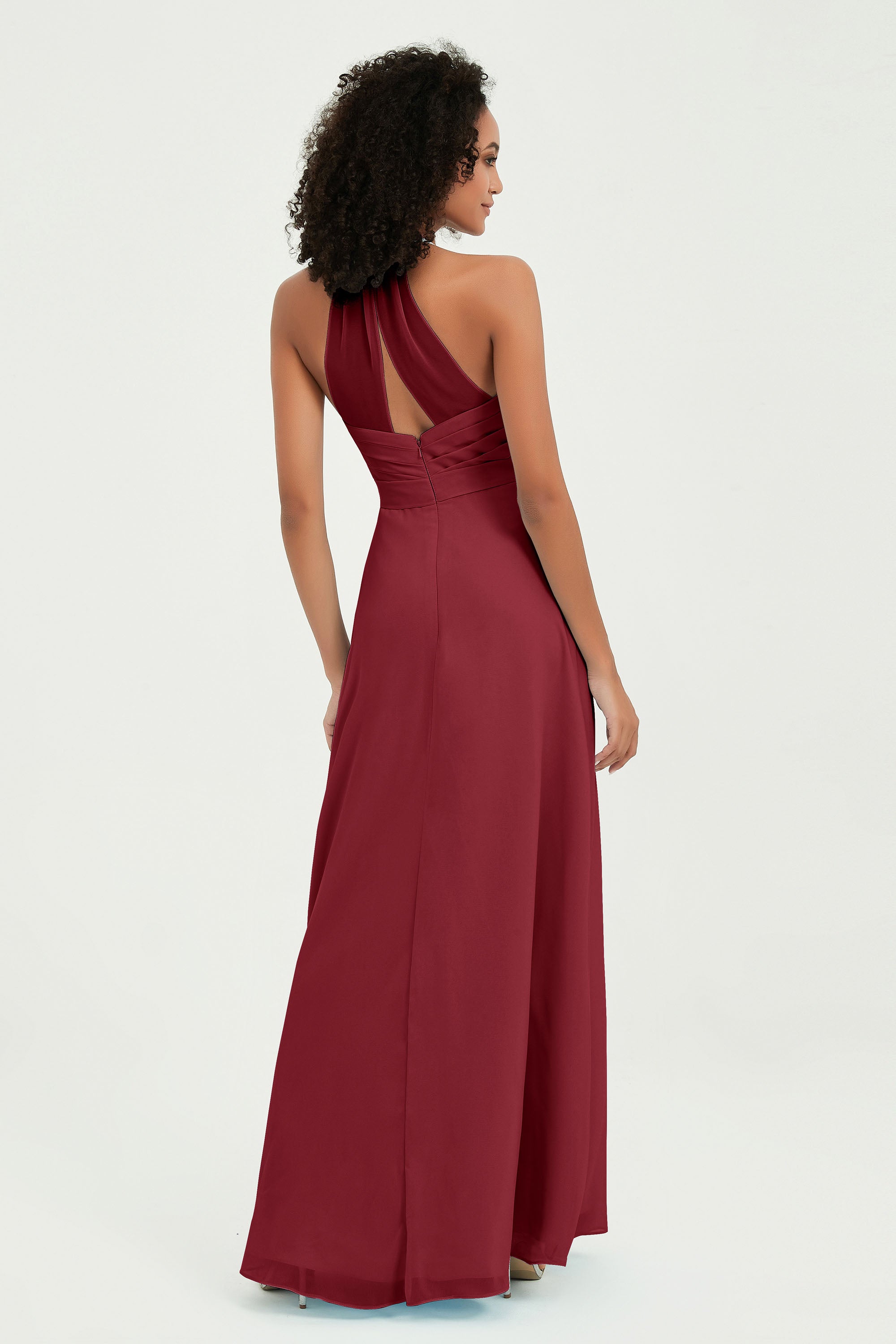 Halter Chiffon Simple Bridesmaid Dresses Formal Evening Party gowns Dress Sleeveless