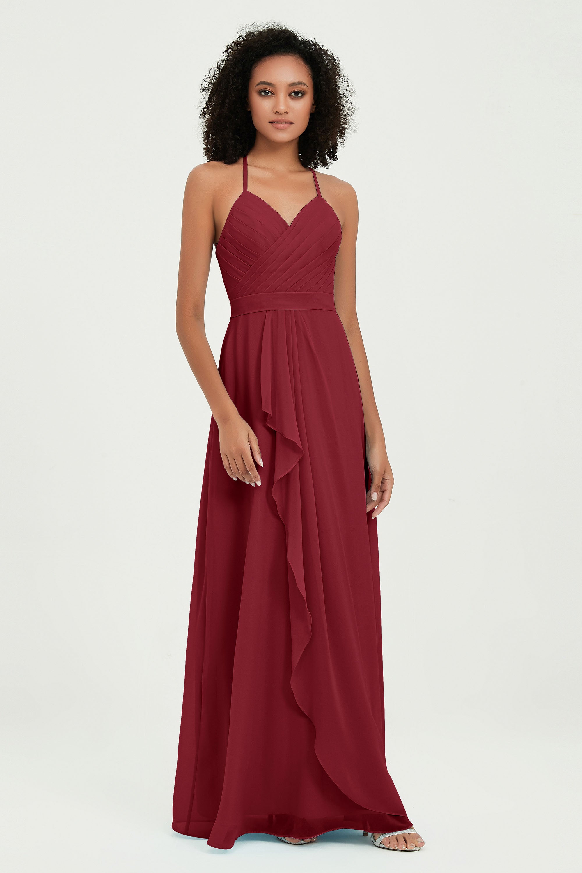 Halter Chiffon Simple Bridesmaid Dresses Formal Evening Party gowns Dress Sleeveless