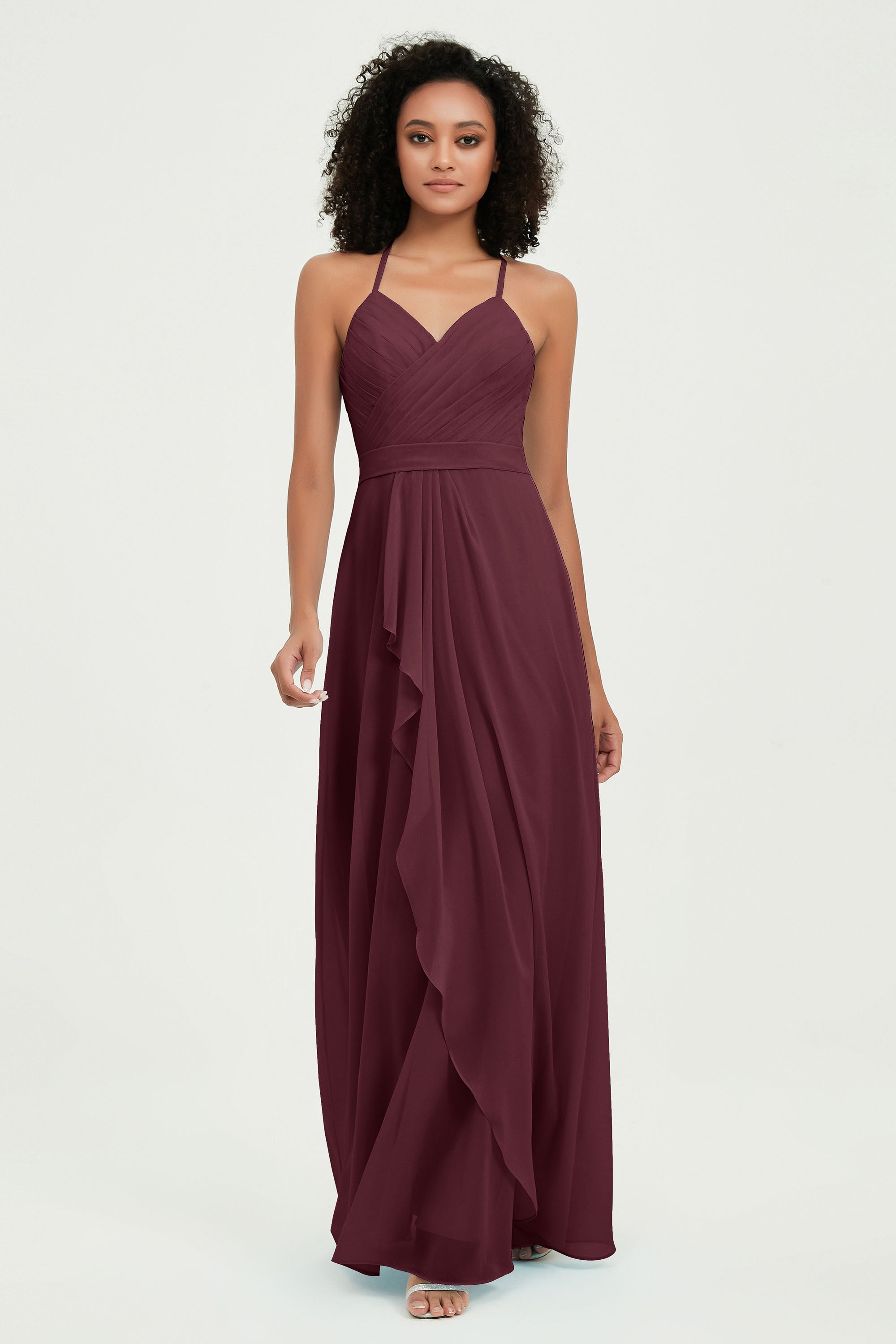 Halter Chiffon Simple Bridesmaid Dresses Formal Evening Party gowns Dress Sleeveless