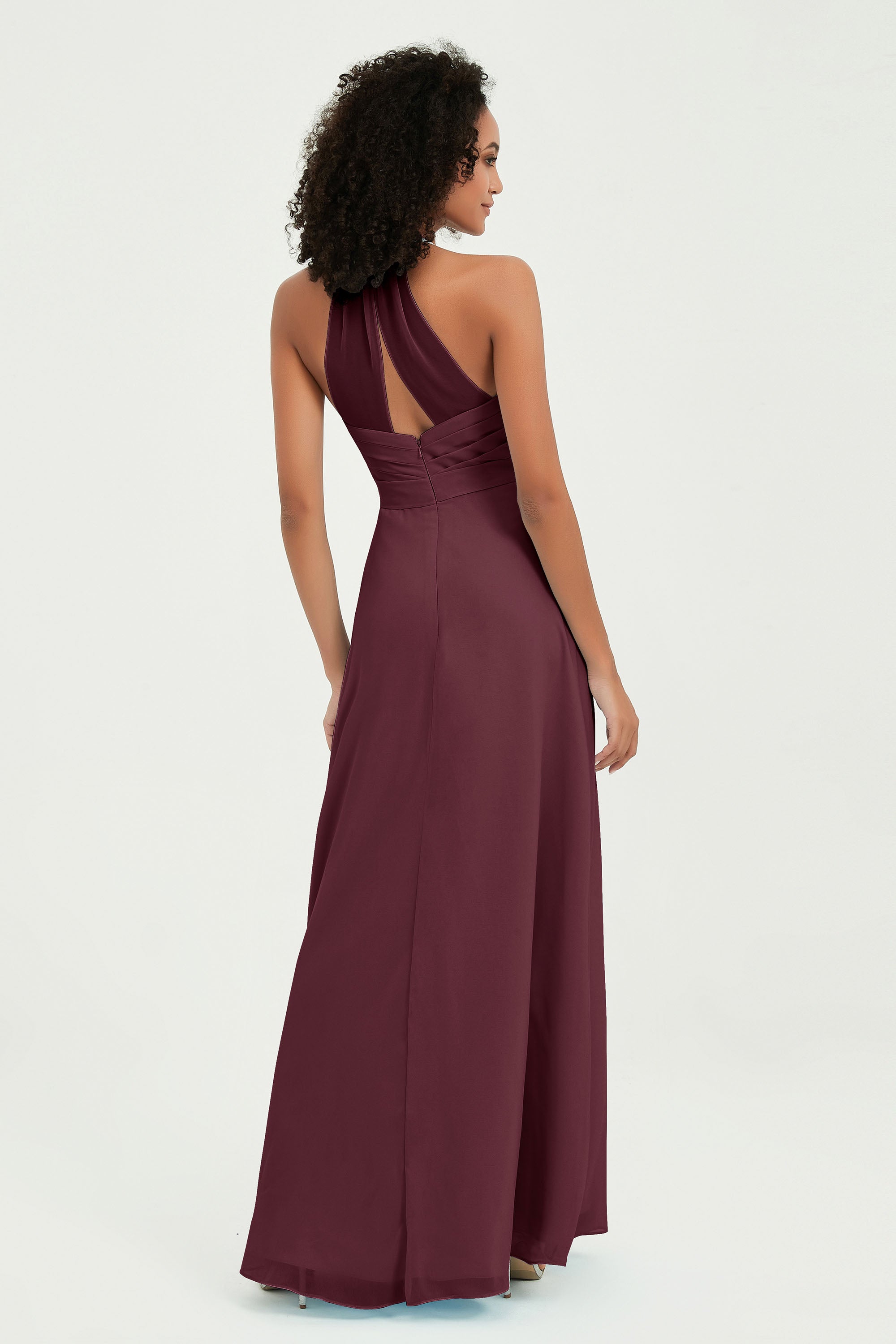 Halter Chiffon Simple Bridesmaid Dresses Formal Evening Party gowns Dress Sleeveless