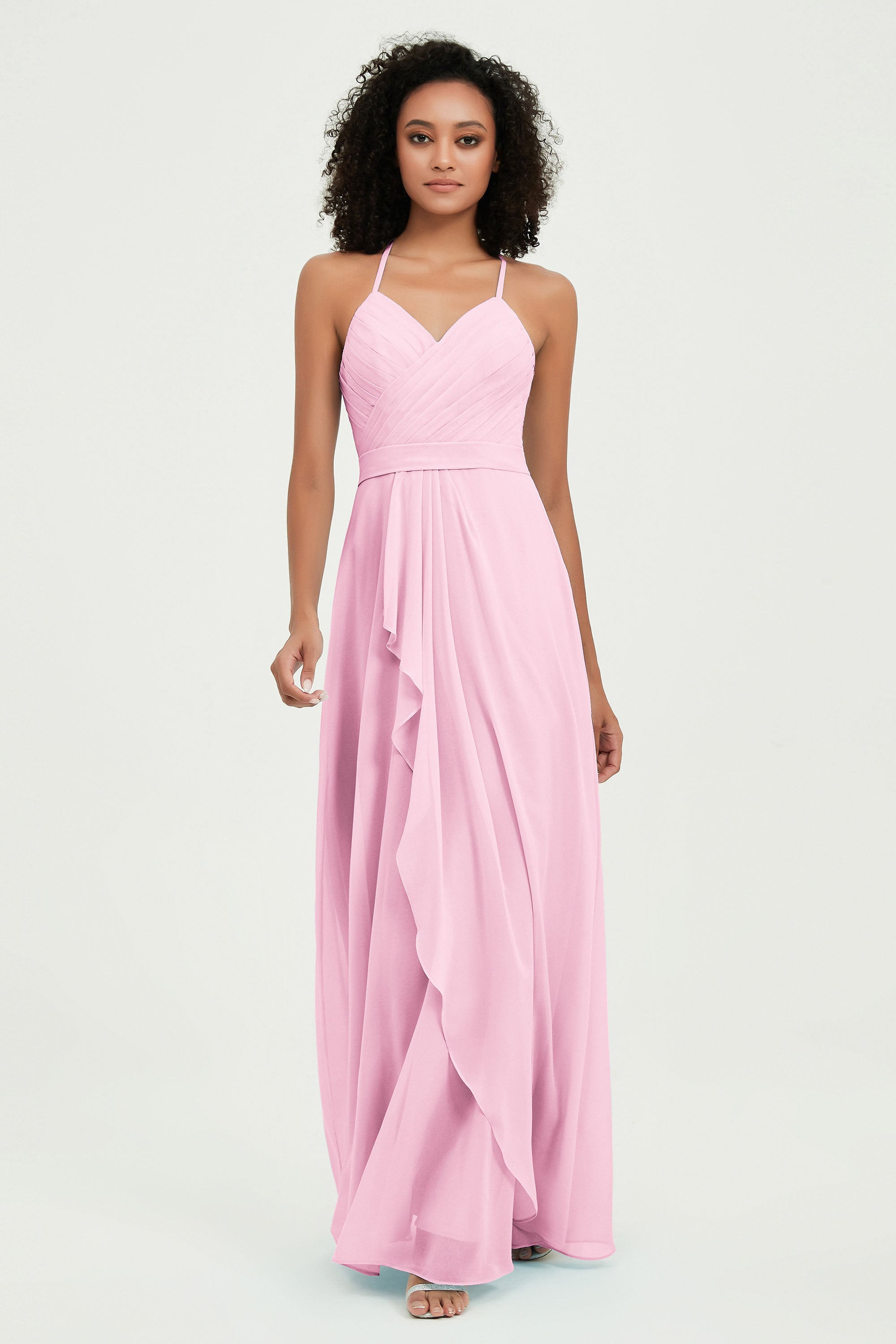 Halter Chiffon Simple Bridesmaid Dresses Formal Evening Party gowns Dress Sleeveless