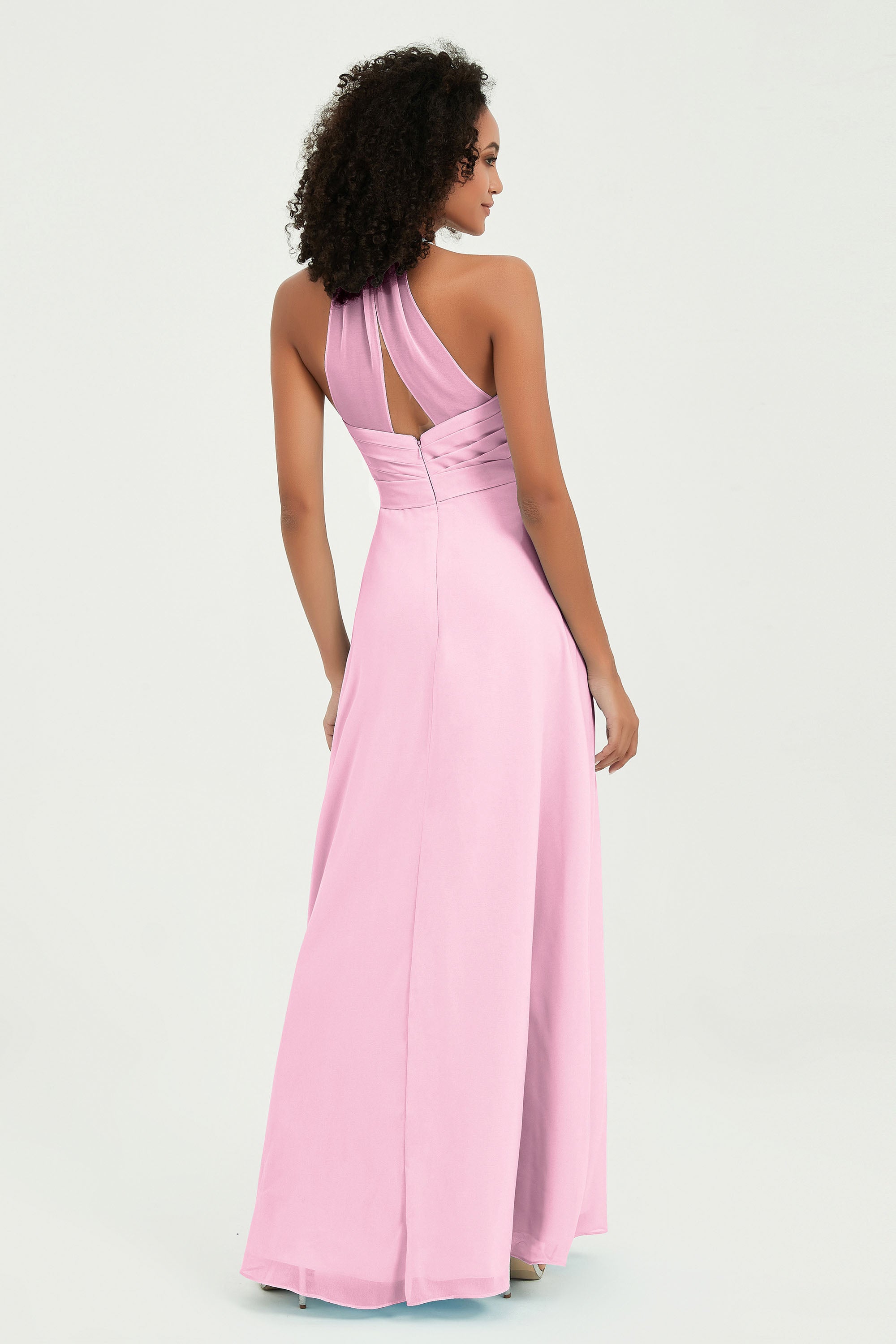 Halter Chiffon Simple Bridesmaid Dresses Formal Evening Party gowns Dress Sleeveless