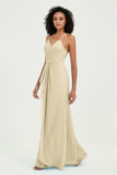 Halter Chiffon Simple Bridesmaid Dresses Formal Evening Party gowns Dress Sleeveless